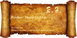 Roder Henrietta névjegykártya